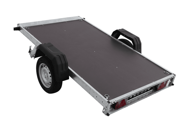 Autotransportanhänger 230×125 UNITRAILER FORCE 230 KIPP mit BIS-Seitenwänden, H-800-Rahmen und grauer Plane-Neu