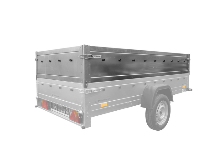 GARDEN TRAILER 264/2 KIPP Zweiachsanhänger mit Stützrad, Planenträgern, zus. Bordwänden und blauer Flachplane-Neu