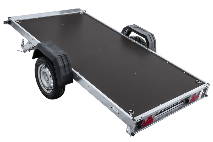 Einachsanhänger 264×125 UNITRAILER FORCE 264 KIPP mit Gitterwänden, H-0-Rahmen und blauer Plane-Neu