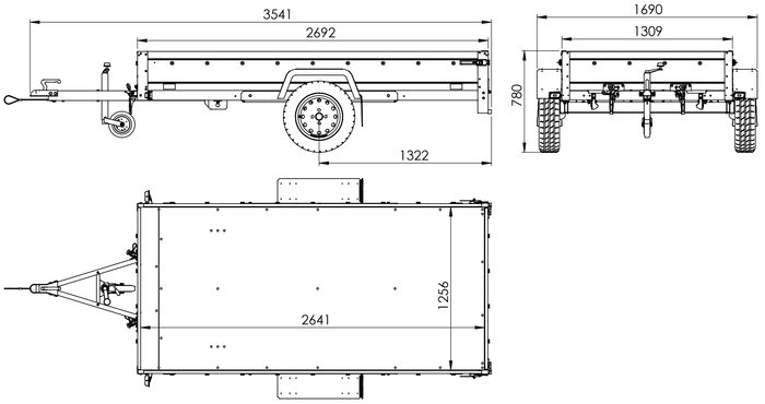 Kfz Anhänger mit Plane GARDEN TRAILER 264 KIPP [mit Stützrad, zusätzlichen Bordwänden, Hochplane und Hochspriegel]-Neu